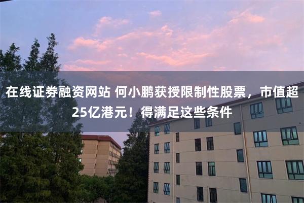 在线证劵融资网站 何小鹏获授限制性股票，市值超25亿港元！得满足这些条件