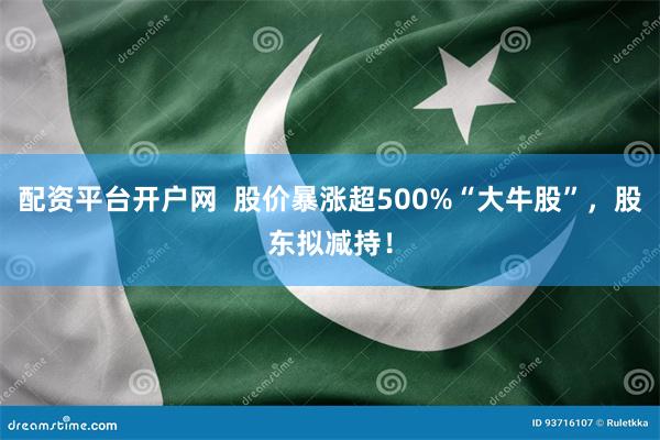 配资平台开户网  股价暴涨超500%“大牛股”，股东拟减持！